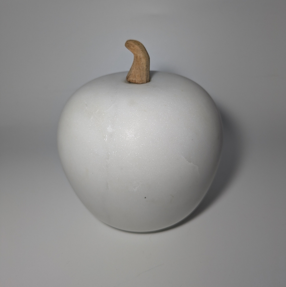 Heavy Marble/Stone  White/Grey Paperweight Apple Made In India 4.10 lbs